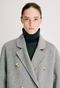 Irvin Cashmere Drape Coat, Grey Melange