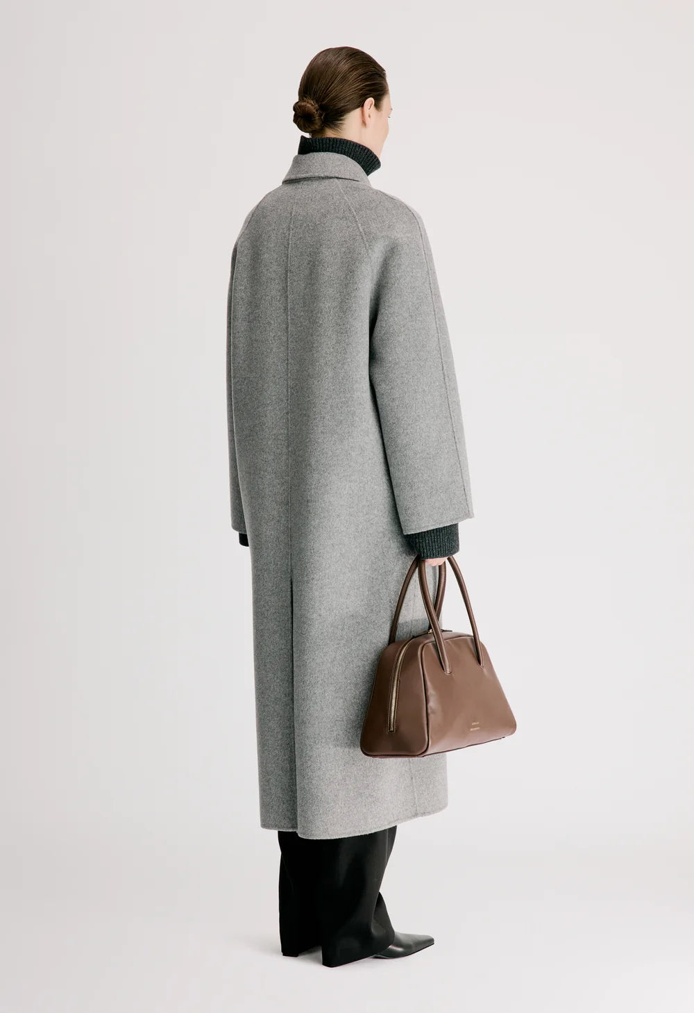 Irvin Cashmere Drape Coat, Grey Melange