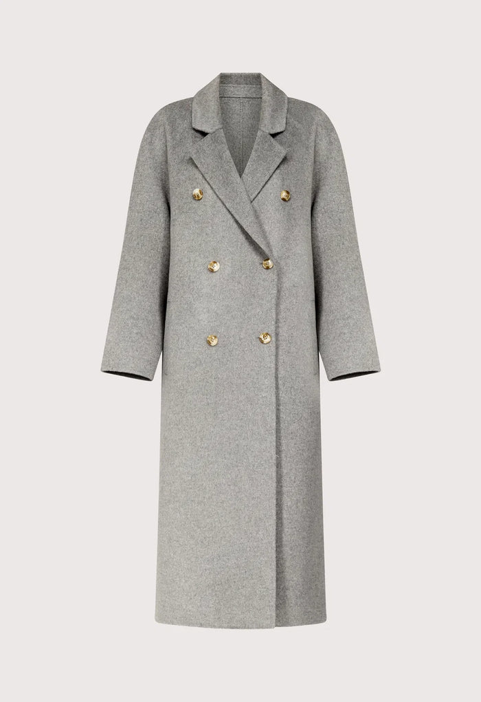 Irvin Cashmere Drape Coat, Grey Melange