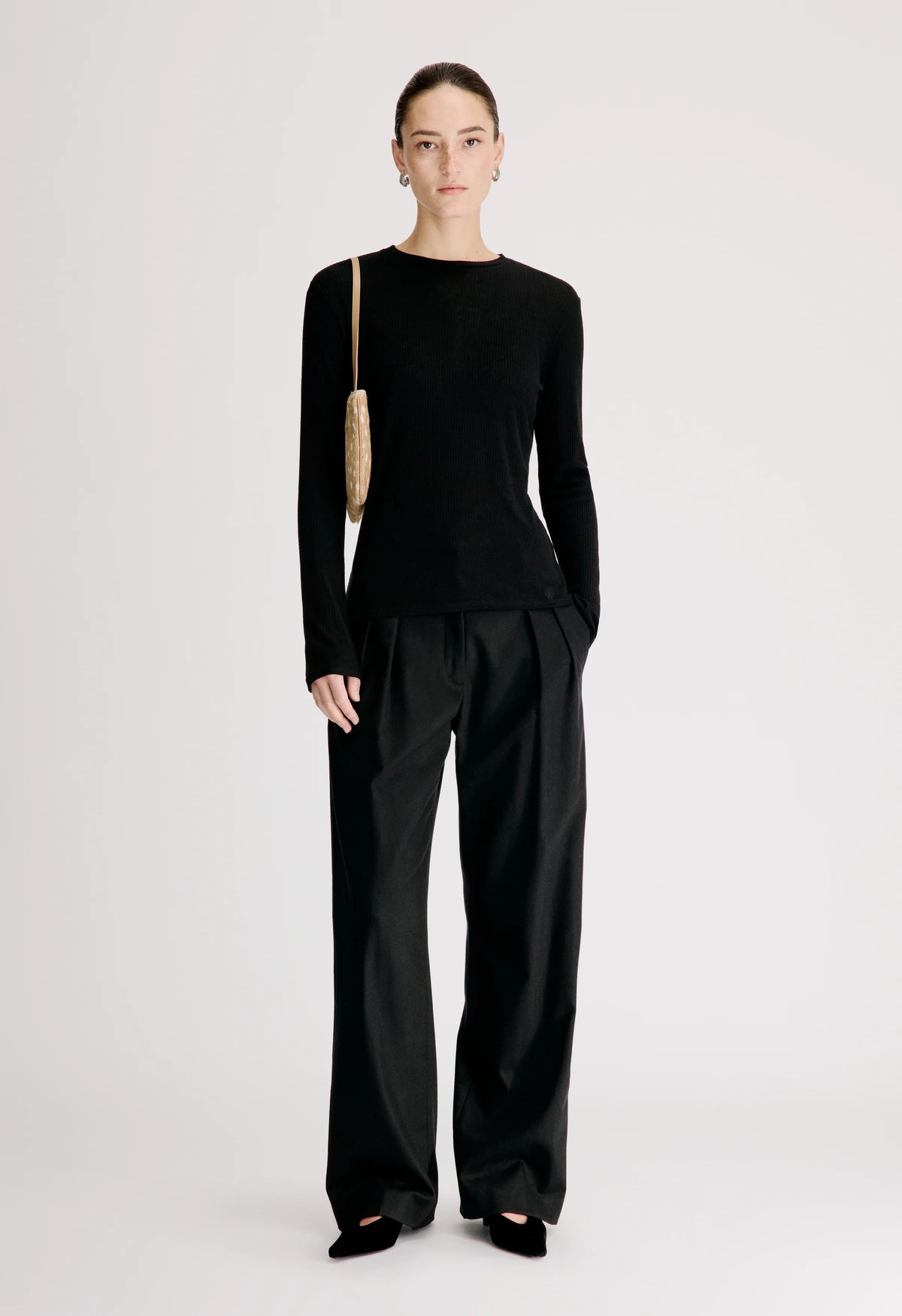 Ortigia Ribbed Long Sleeve T-Shirt, Black