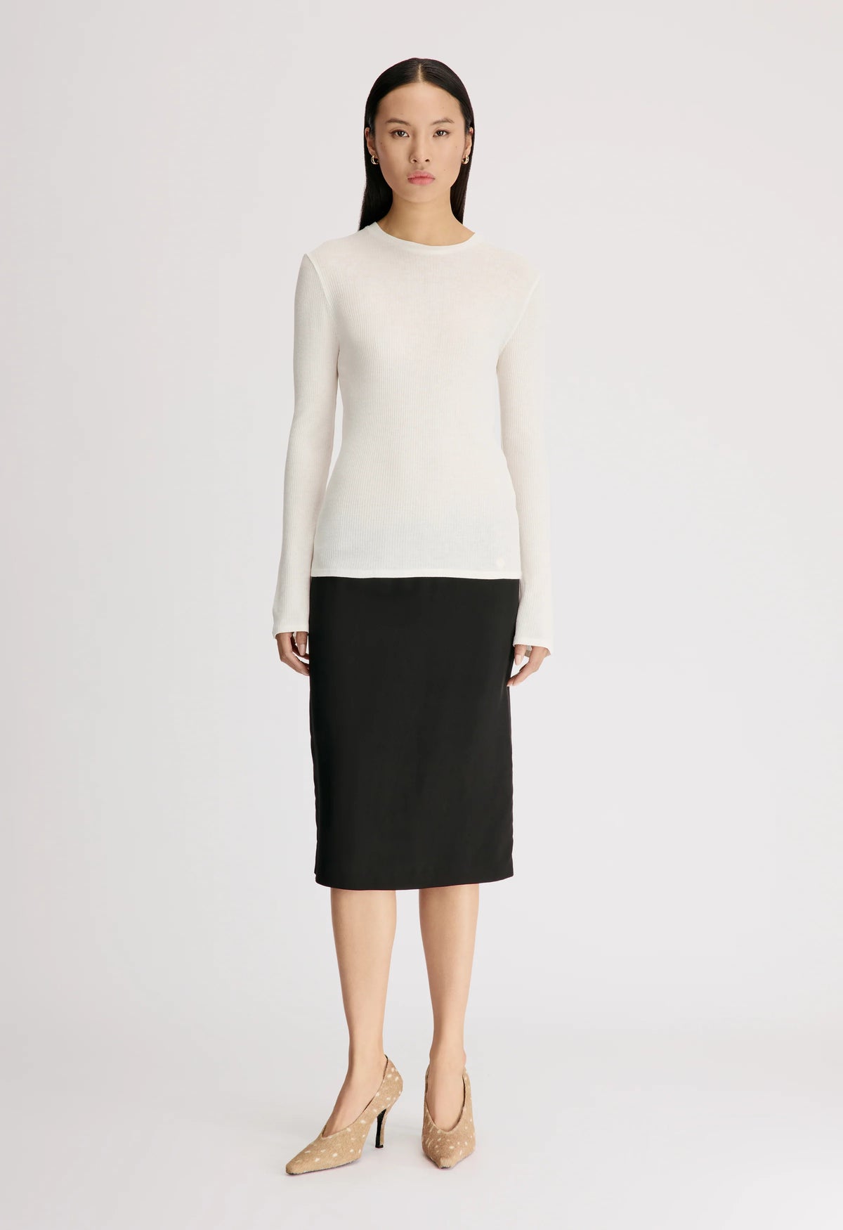 Ortigia Ribbed Long Sleeve T-Shirt, Ivory