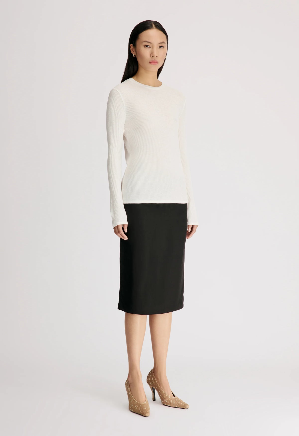 Ortigia Ribbed Long Sleeve T-Shirt, Ivory