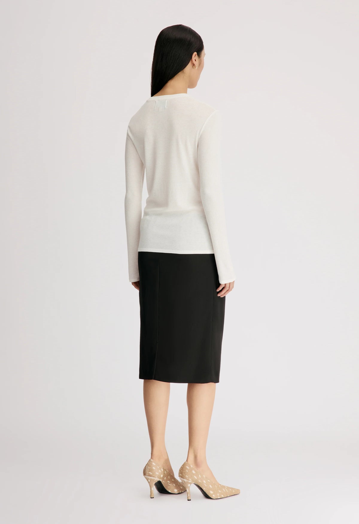 Ortigia Ribbed Long Sleeve T-Shirt, Ivory