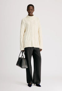 Wara Cashmere Cable Knit Sweater, Ivory