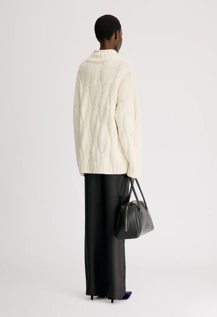 Wara Cashmere Cable Knit Sweater, Ivory