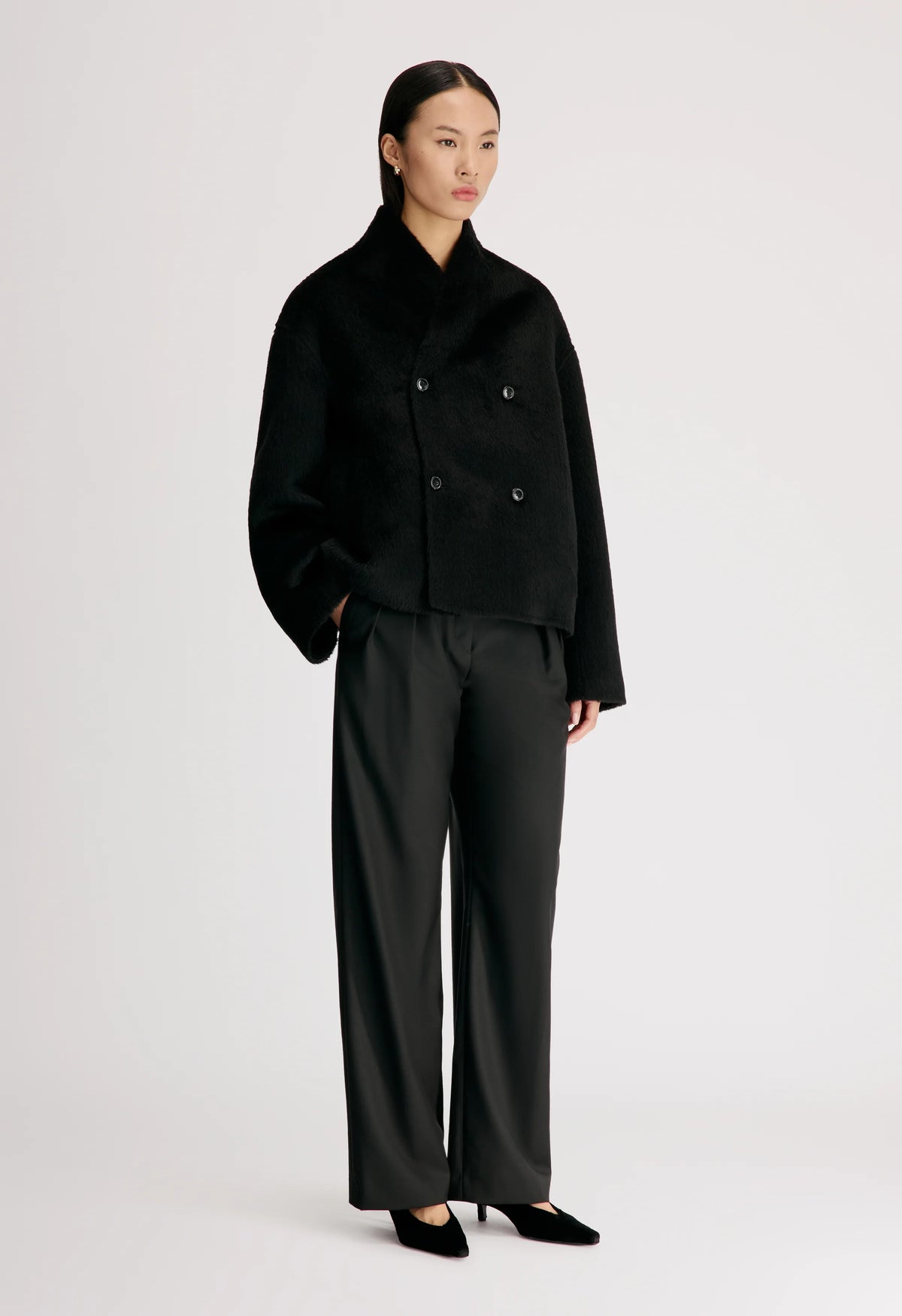 Wes Double Breasted Jacket, Black