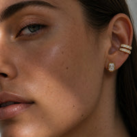 Elodie Emerald Bezel Stud Earring, Gold
