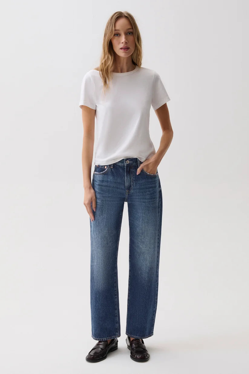 Lexi Mid Rise Bowed Straight Leg Jean, Distance