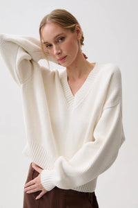 Nika V Neck Sweater, White