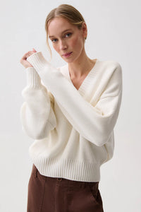 Nika V Neck Sweater, White