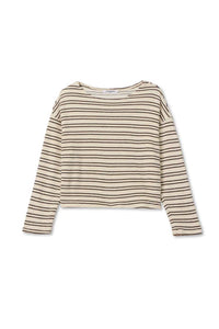 Keri Stripe Long Sleeve Top, Natural/Chocolate