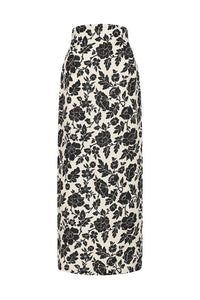 Romeo Column Skirt, Noir Bloom