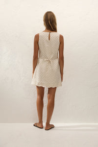 Iria Mini Dress, Polka Dot/Cream Black