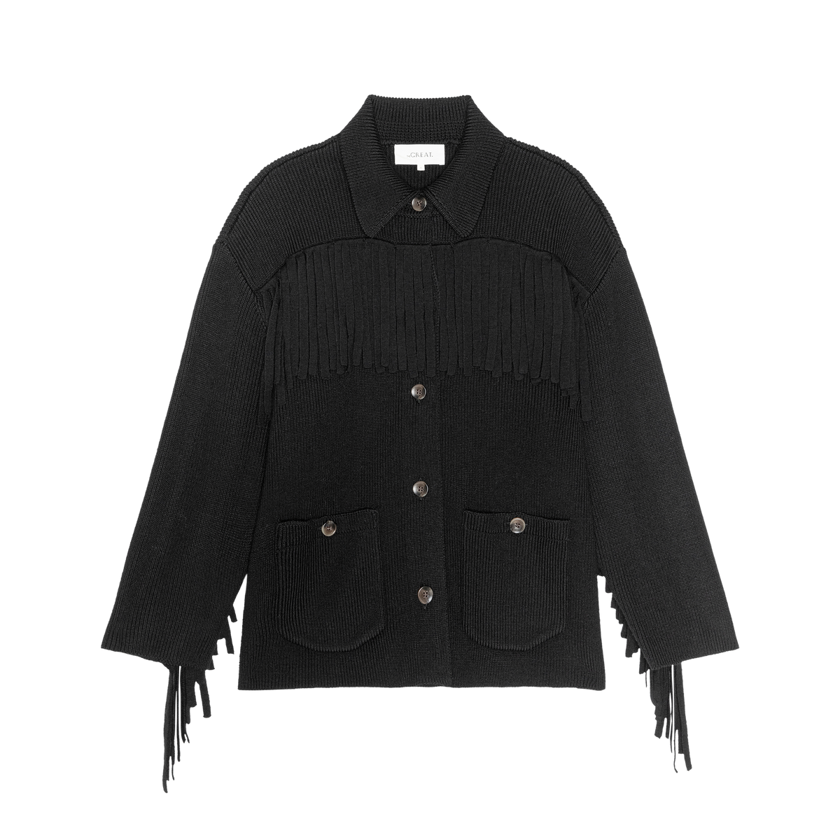 The Western Fringe Sweater Jacket, Black