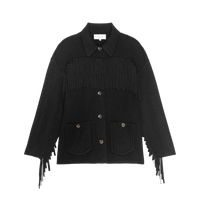 The Western Fringe Sweater Jacket, Black