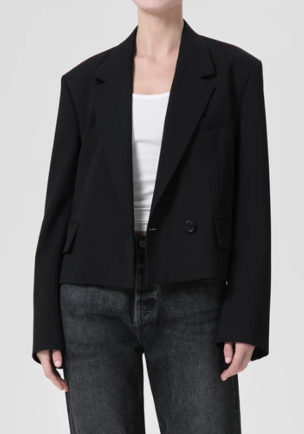 Callie Cropped Blazer, Black