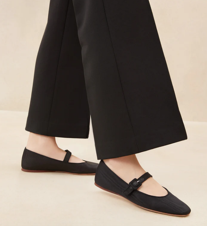 Ginger Mary Jane Flat, Black Moire