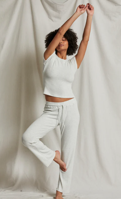 Leann Sweater Rib Pant, Heather Ash