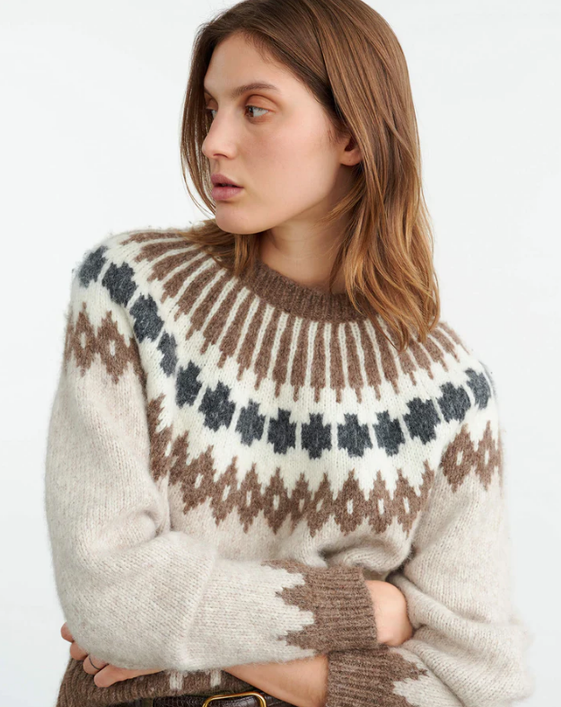 Alena Sweater, Oatmeal Fairisle