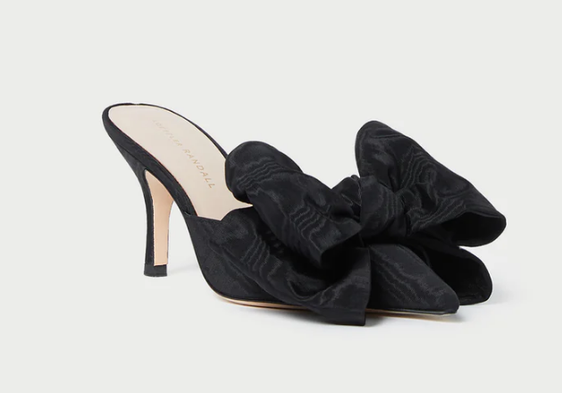 Margot Bow Mule, Black Moire