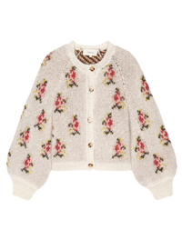 The Carousel Cardigan, White Floral