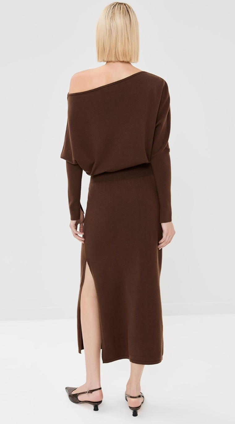 Janese Knit Midi Dress, Chocolate