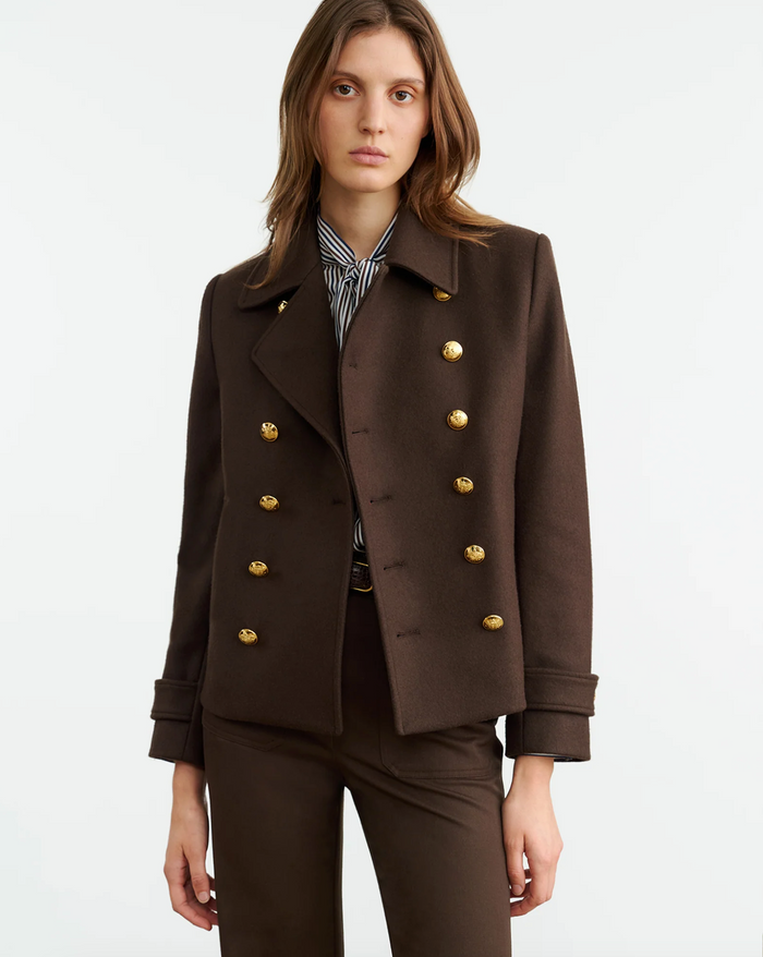 Ornella Cropped Peacoat, Cocoa