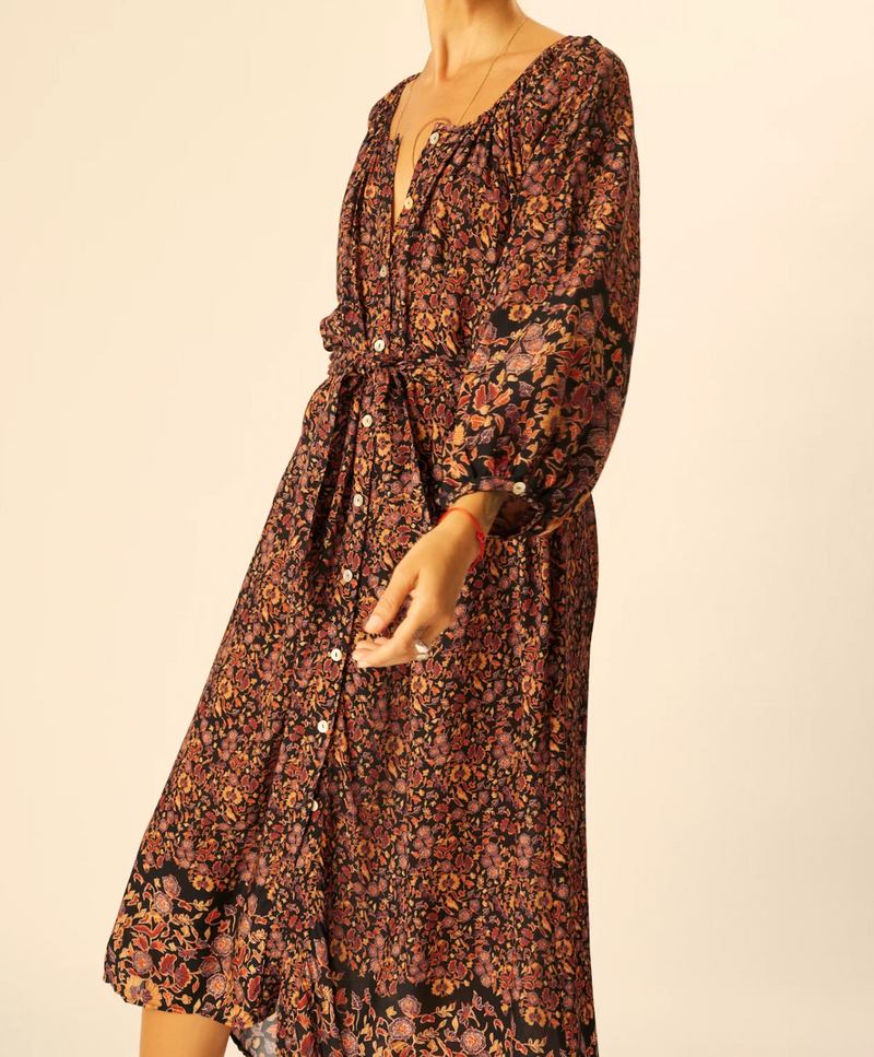 Alex Midi Dress, Petite Fleur Print Noire