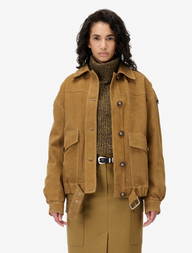 Barrie Suede Jacket, Camel