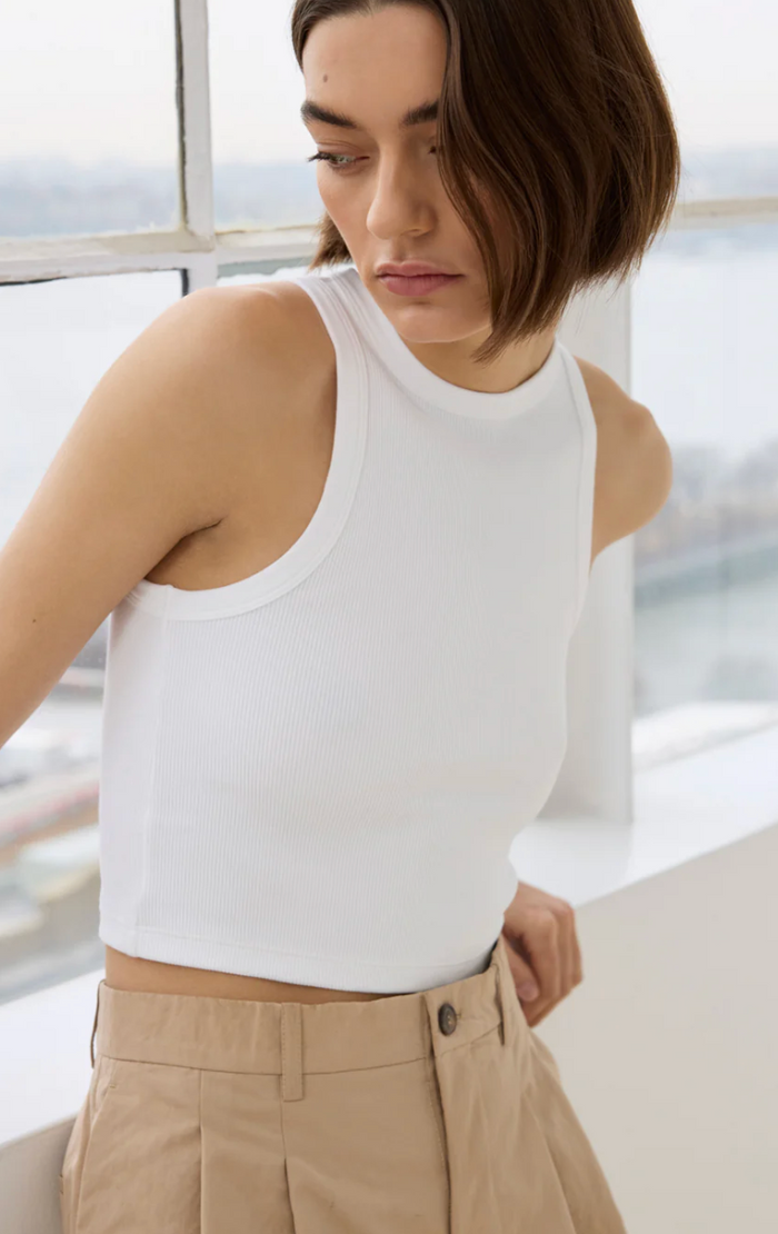 The Cropped Not So Basic Tank, White