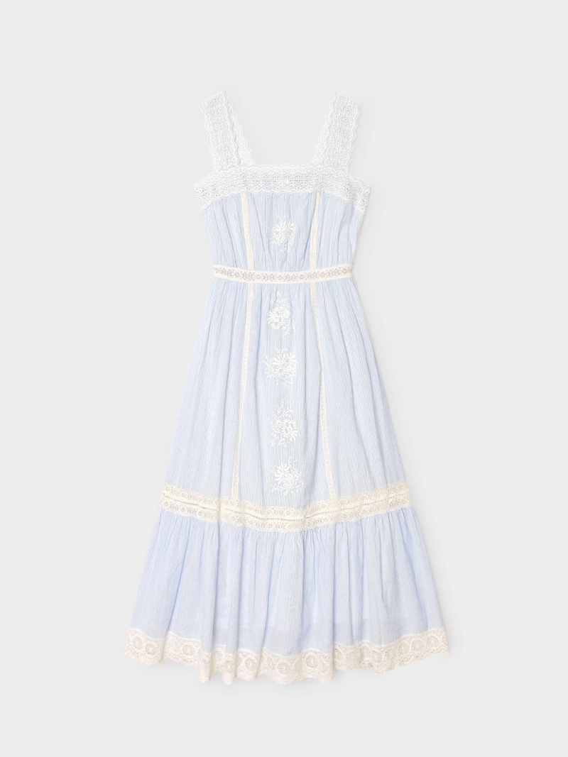 Anita Dress, Blue White Stripe