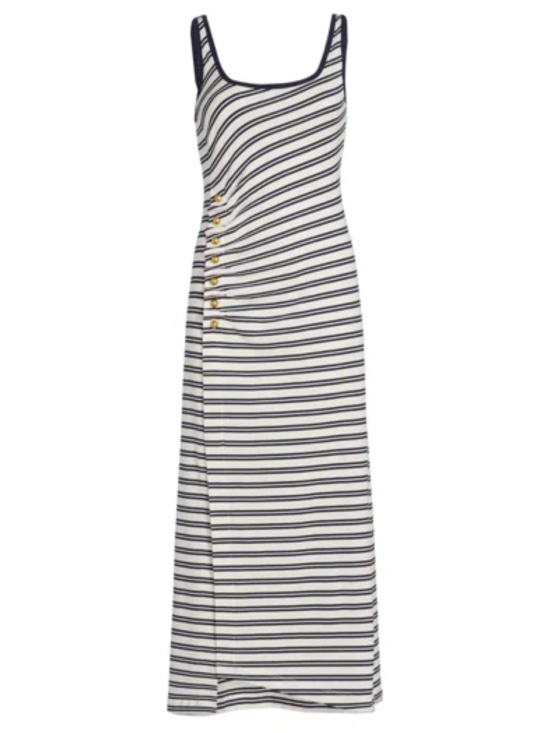 Becker Cotton Jersey Midi Dress, Midnight Stripe