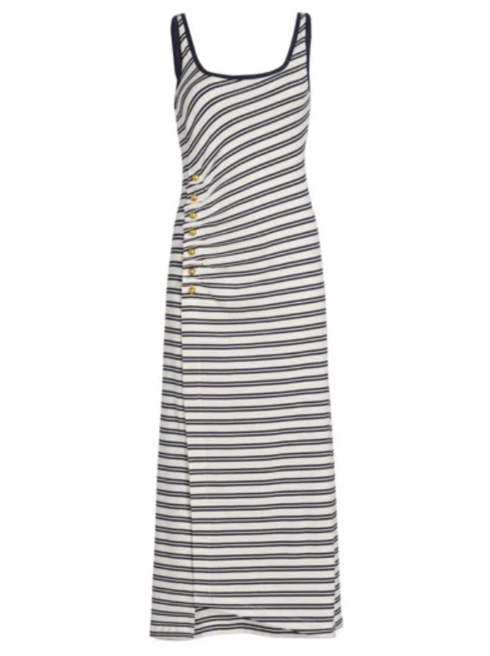 Becker Cotton Jersey Midi Dress, Midnight Stripe