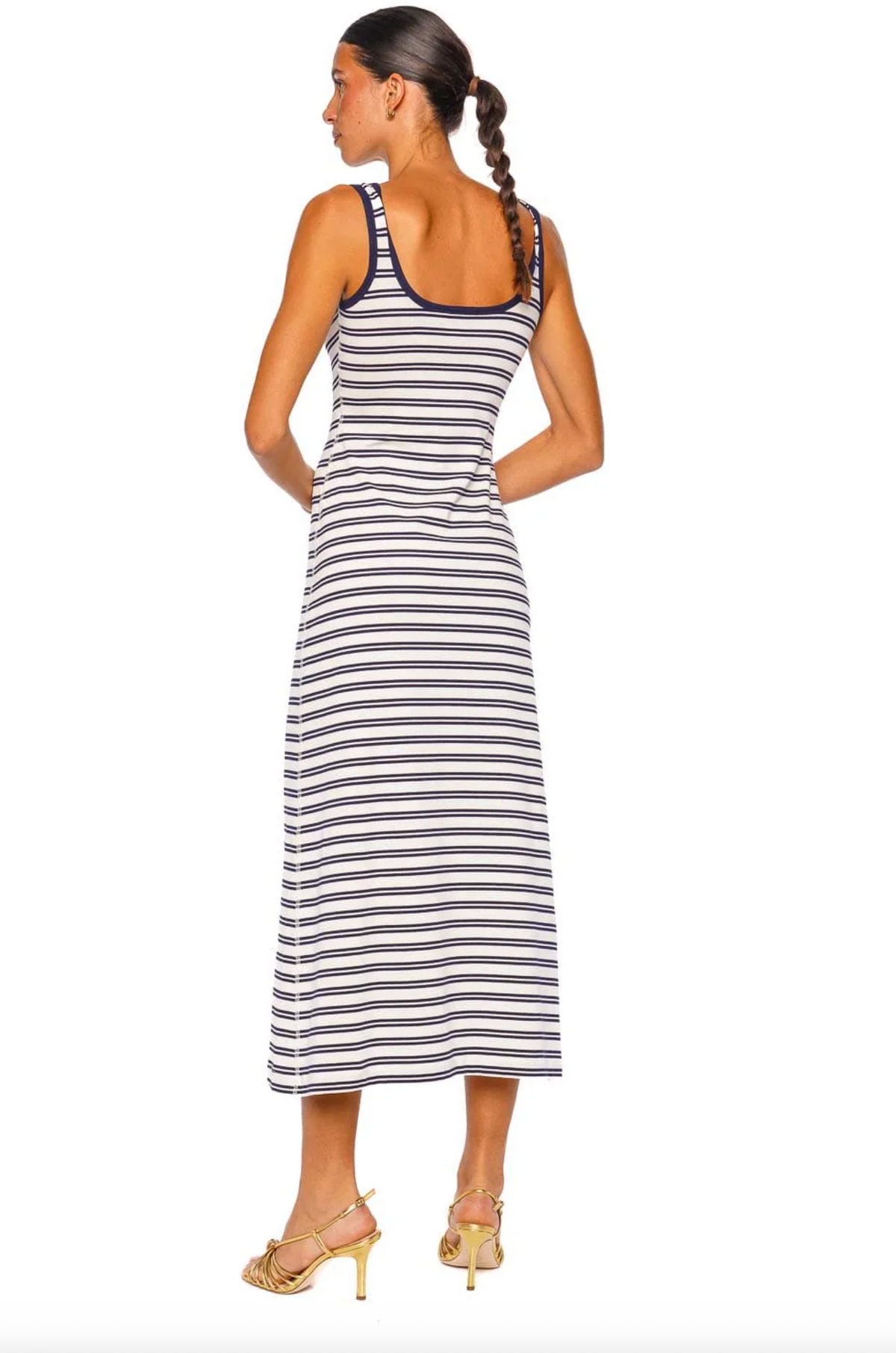 Becker Cotton Jersey Midi Dress, Midnight Stripe