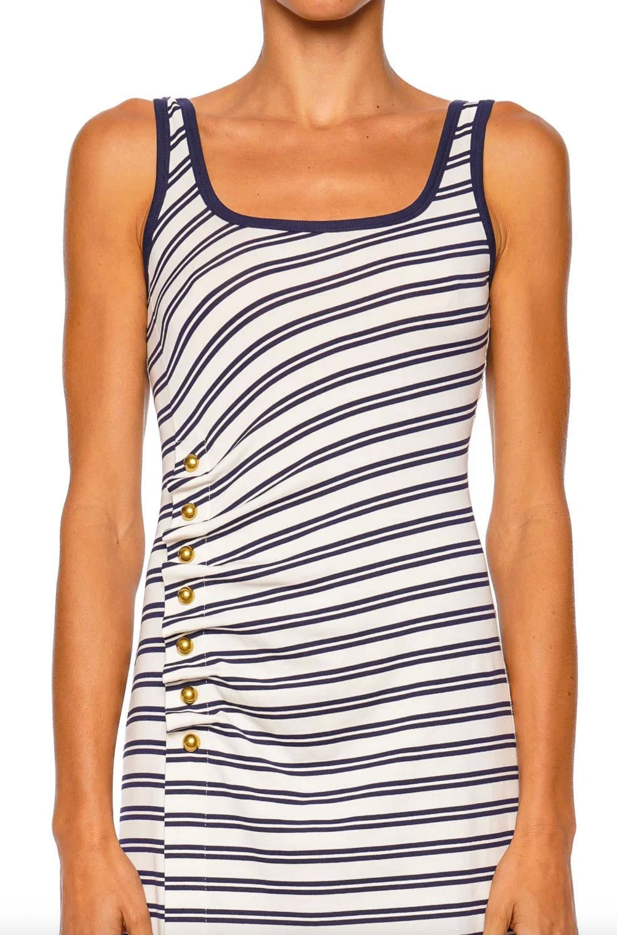 Becker Cotton Jersey Midi Dress, Midnight Stripe