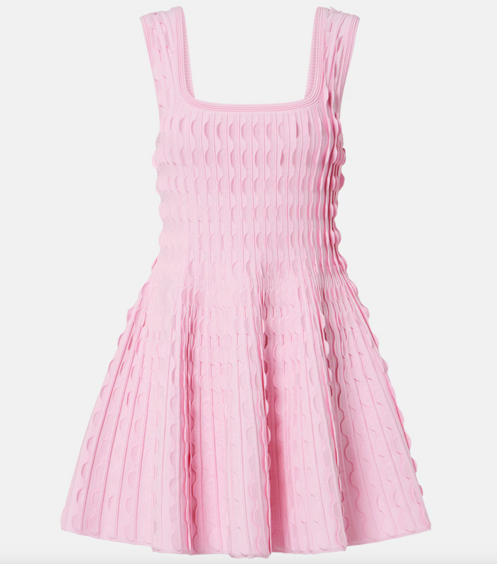 Vanna Scalloped Knit Mini Dress, Daisy