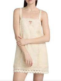Jasmine Linen Lace Mini Dress, Sand