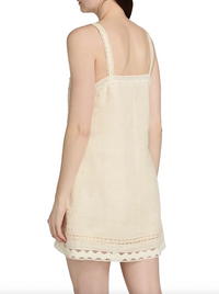 Jasmine Linen Lace Mini Dress, Sand