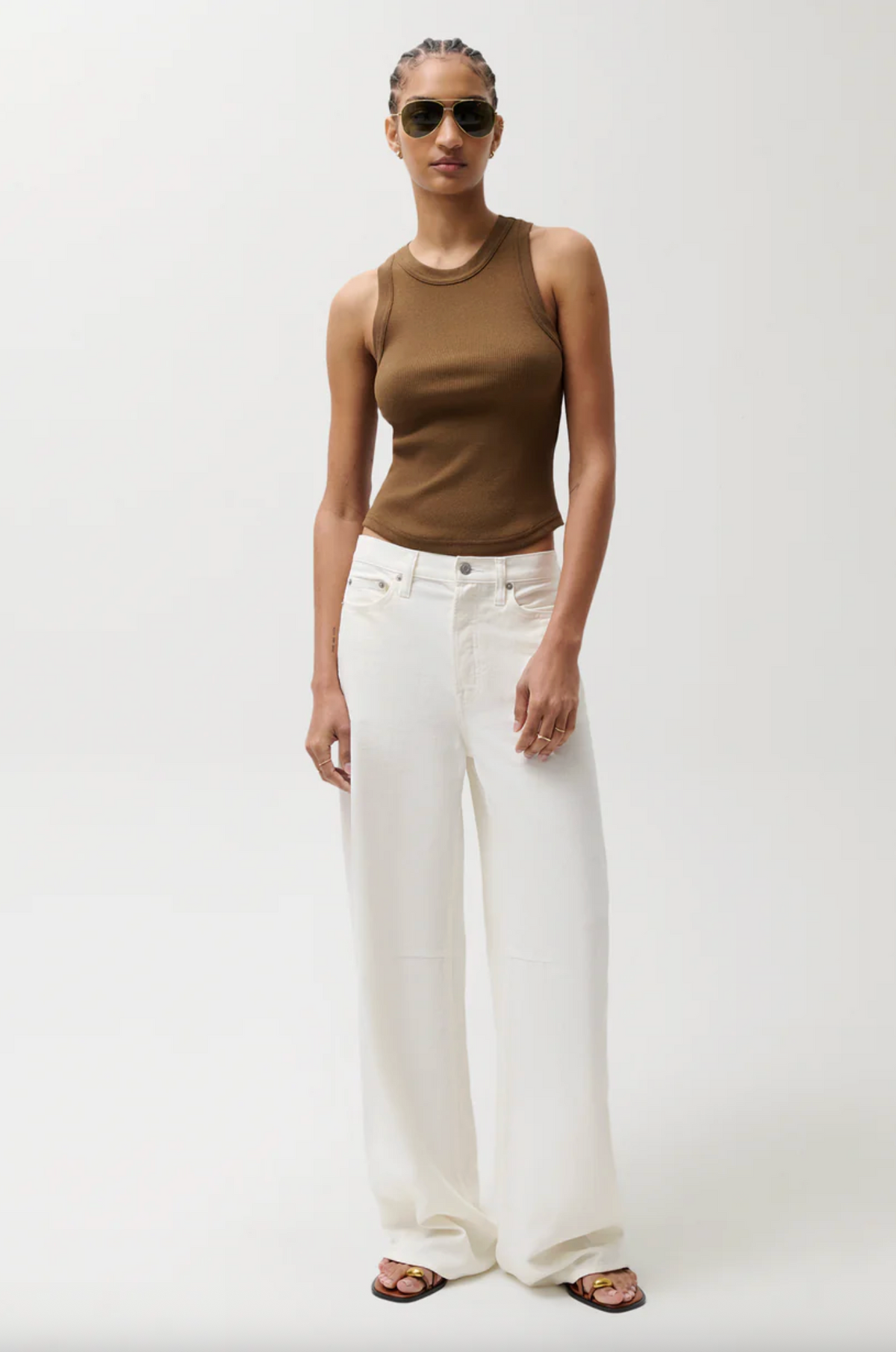 Sydney High Rise Linen Bowed Wide Leg, Egret