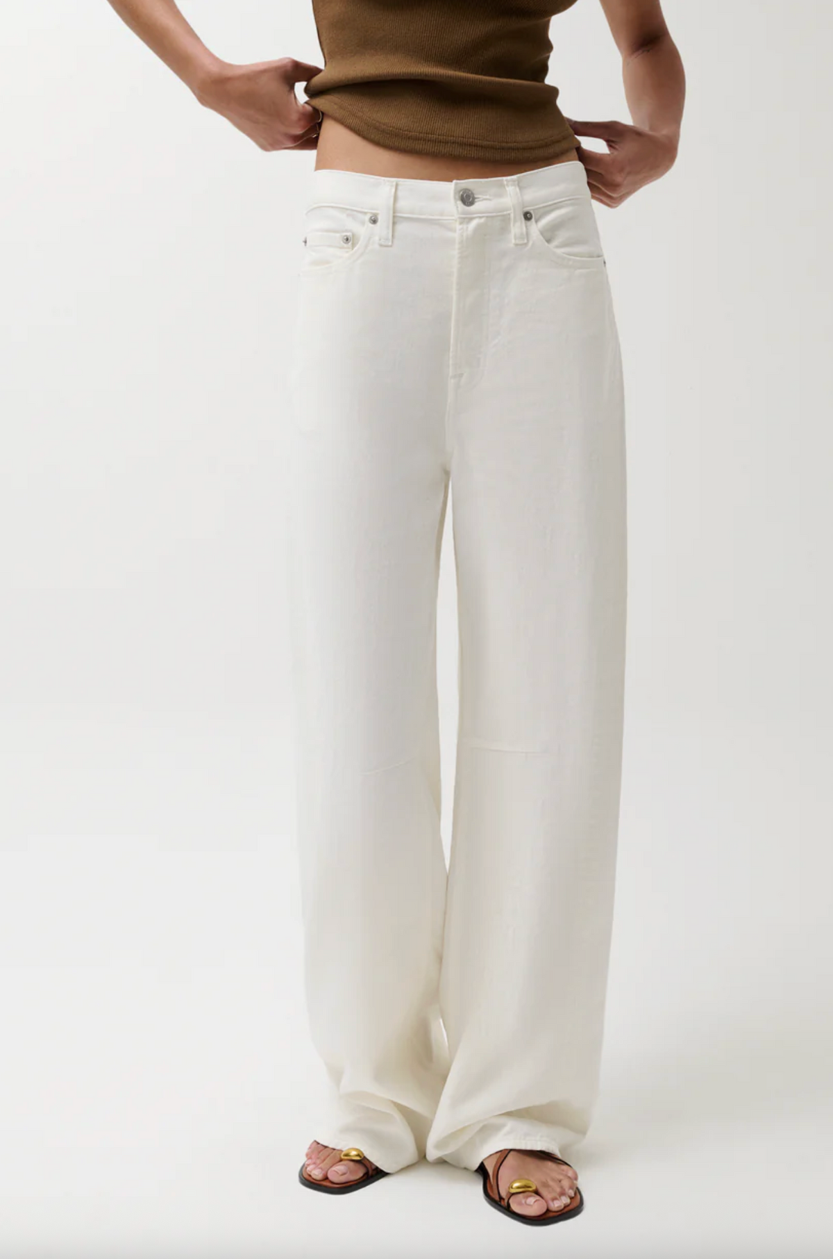 Sydney High Rise Linen Bowed Wide Leg, Egret