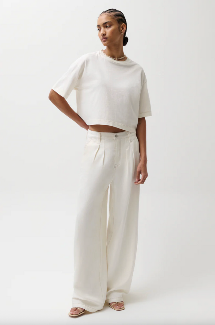 Delphine Pleated Wide Leg, Off White