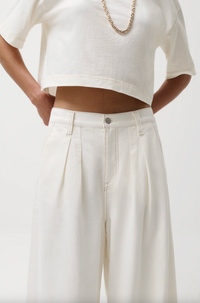 Delphine Pleated Wide Leg, Off White