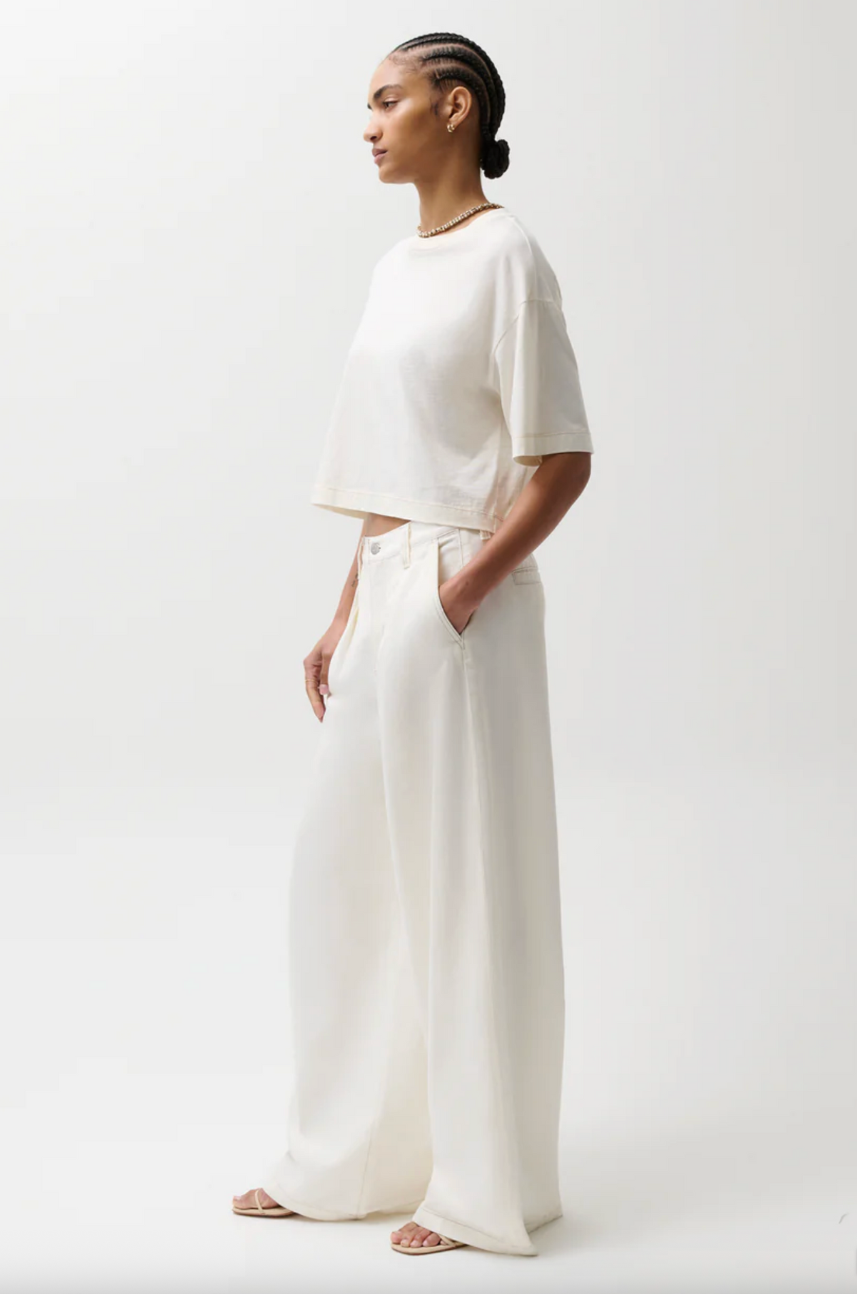 Delphine Pleated Wide Leg, Off White