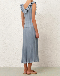 Aster Metallic Midi Skirt, Metallic Blue