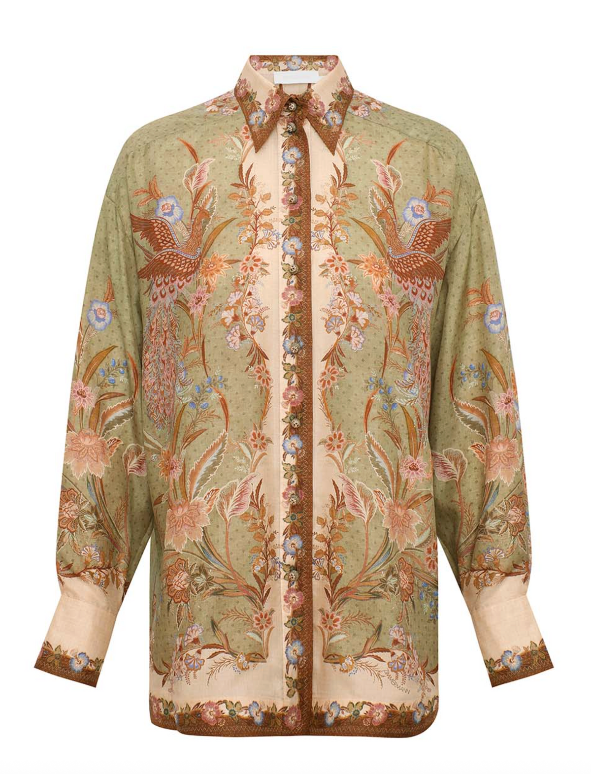 Indra Relaxed Shirt, Khaki Scarf Floral