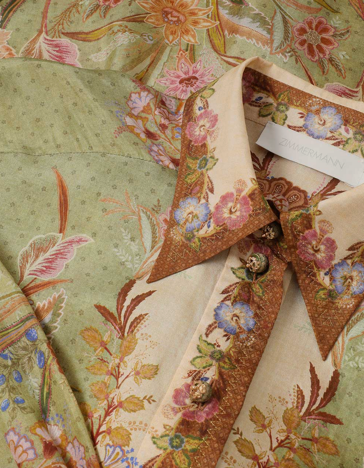 Indra Relaxed Shirt, Khaki Scarf Floral