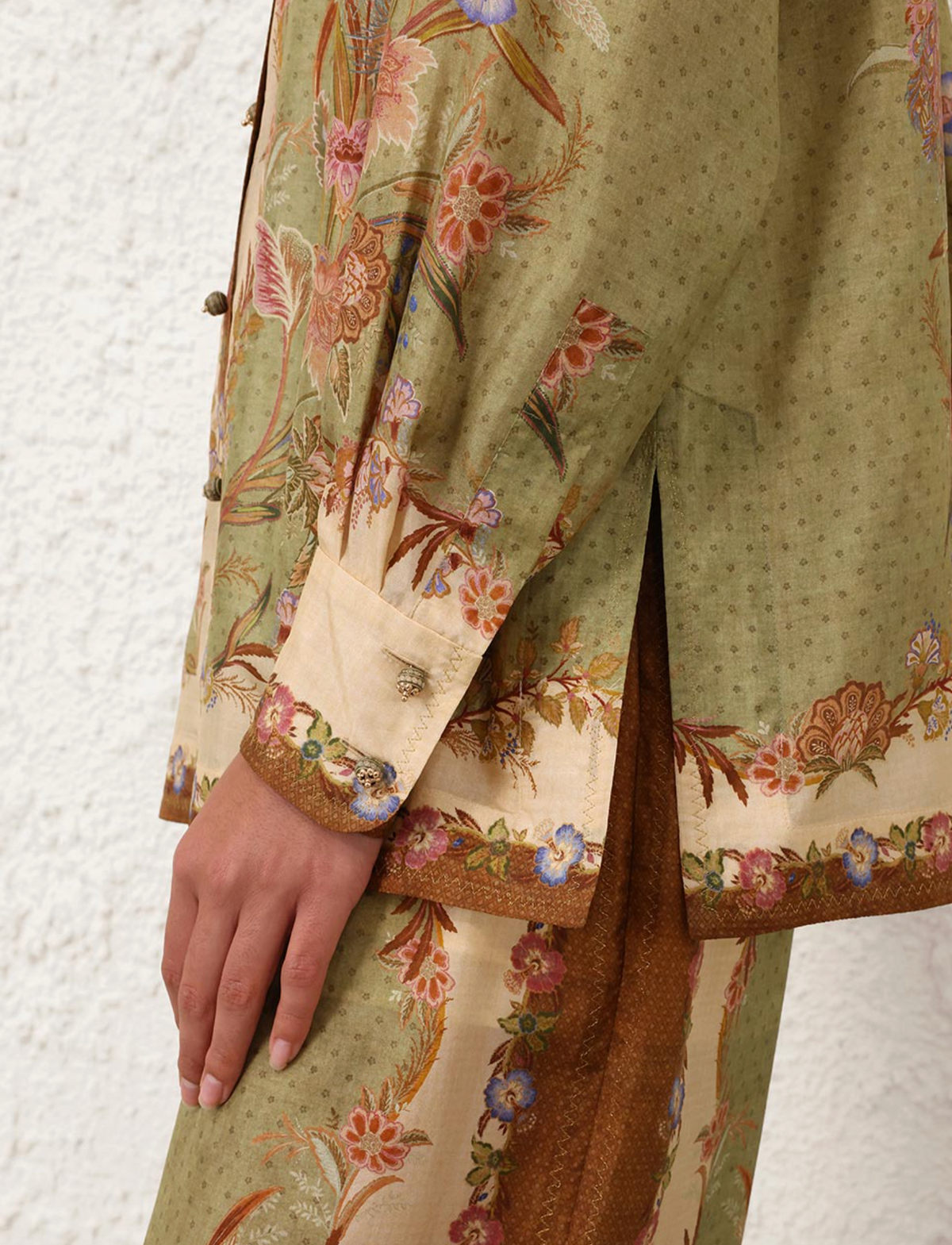 Indra Relaxed Shirt, Khaki Scarf Floral
