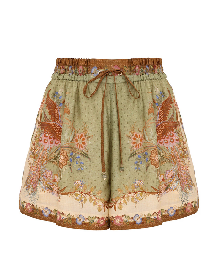 Indra Relaxed Short, Khaki Scarf