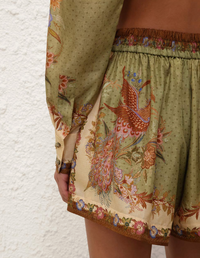 Indra Relaxed Short, Khaki Scarf
