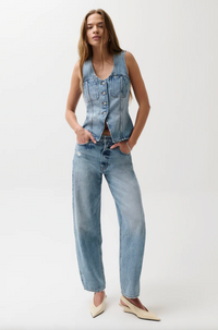 Wes High Rise Barrel Jean, Blue Cloud